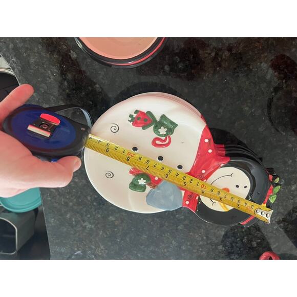 Set of 4 Snowman plates w 2 snowmen coffee mugs Christmas festive holiday - Picture 7 of 8